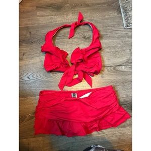 Kenneth Cole red two piece bathing suit size M